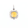 Checkered Citrine Diamond Halo Pendant