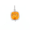 Checkered Citrine Diamond Halo Pendant