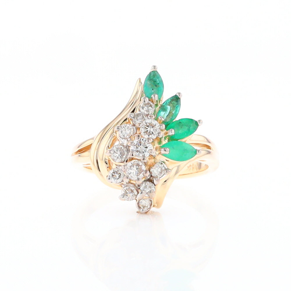 Emerald and Diamond Cluster Ring