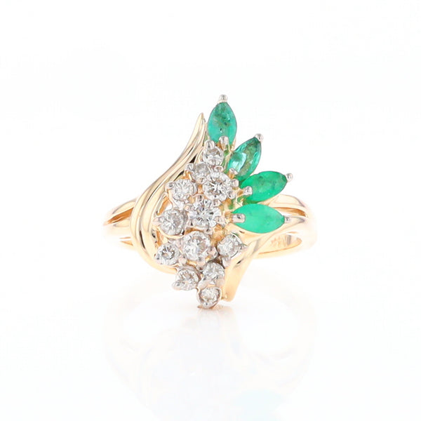 Emerald and Diamond Cluster Ring