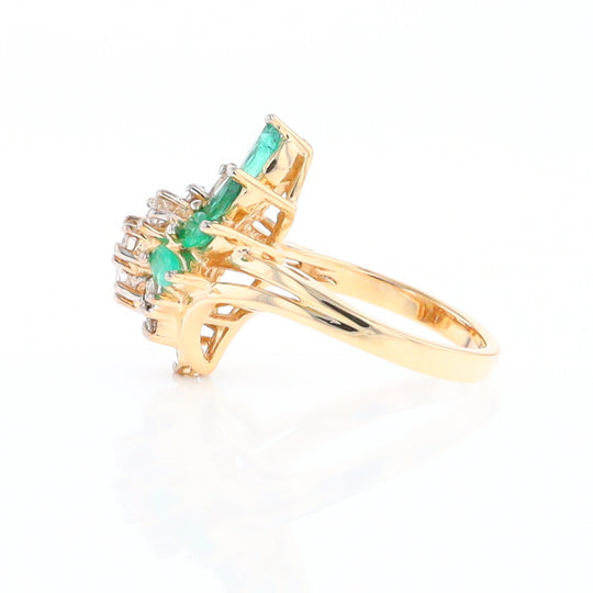 Emerald and Diamond Cluster Ring