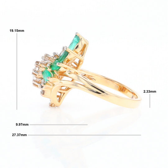 Emerald and Diamond Cluster Ring