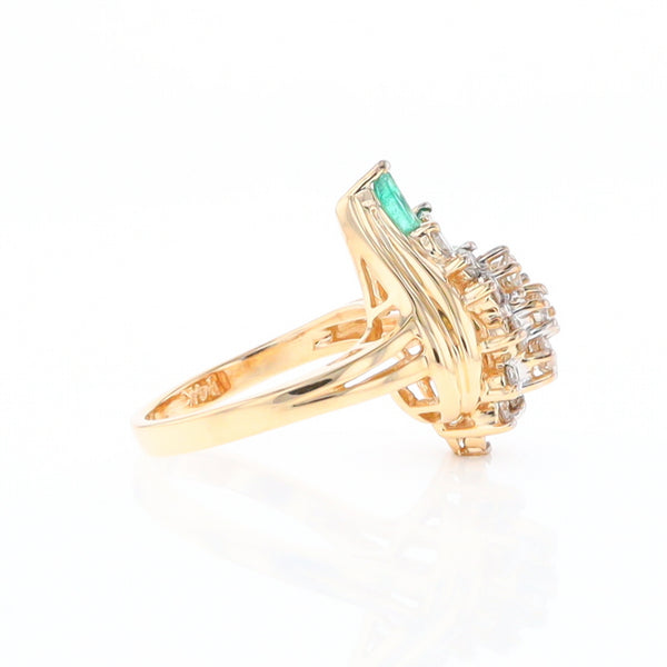 Emerald and Diamond Cluster Ring