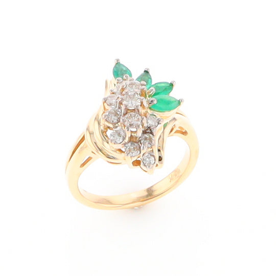 Emerald and Diamond Cluster Ring