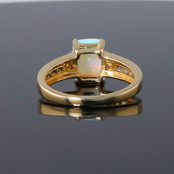 Rectangular Opal Ring with Diamond Accents