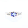 Horizontal Oval Tanzanite Ring with Channel Set Diamond Accents
