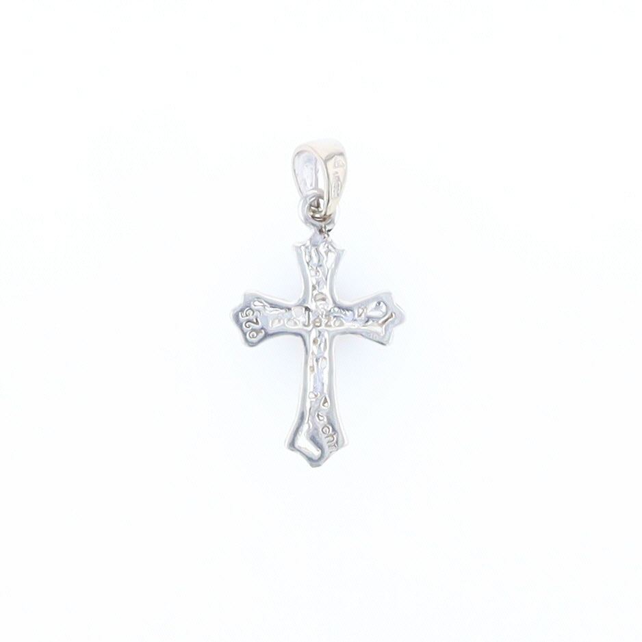 Sterling Silver Flower Cross Pendant