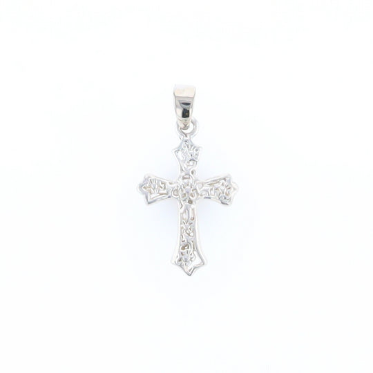 Sterling Silver Flower Cross Pendant