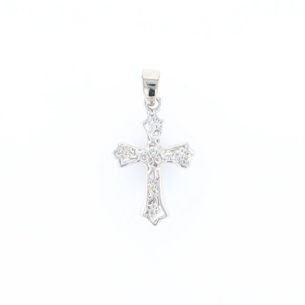 Sterling Silver Flower Cross Pendant