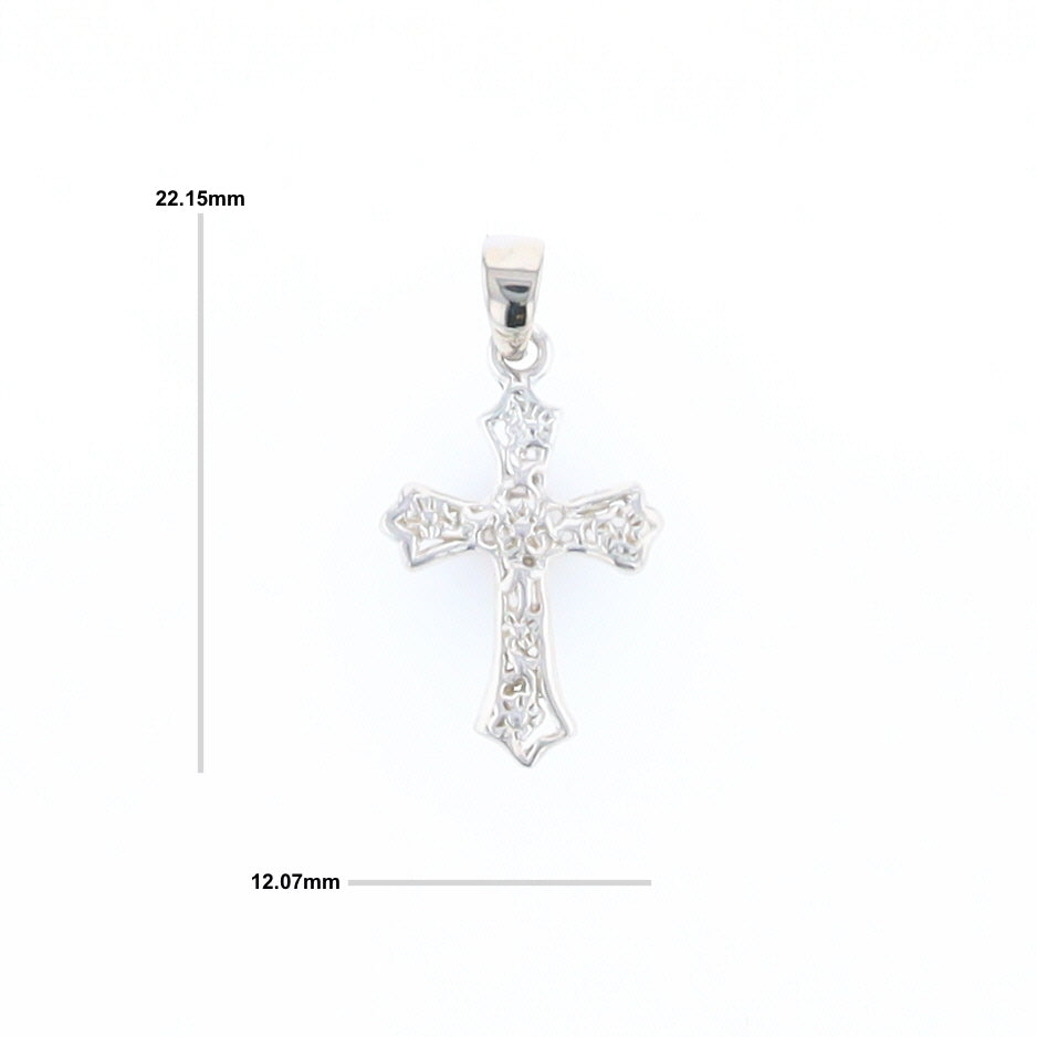 Sterling Silver Flower Cross Pendant