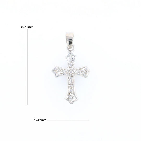 Sterling Silver Flower Cross Pendant