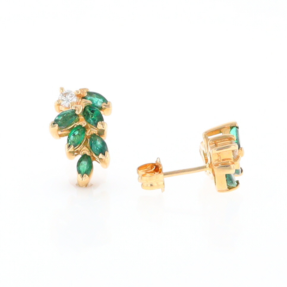 Marquise Emerald Cluster Stud Earrings