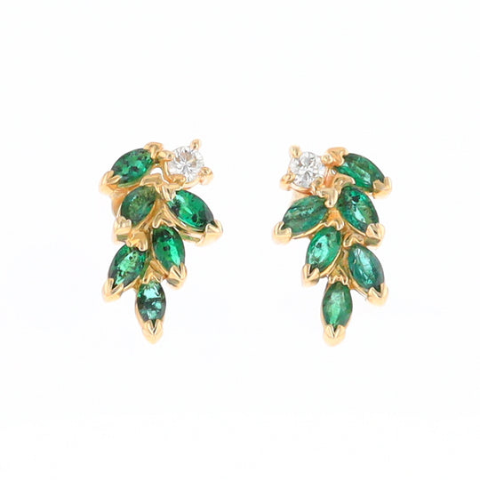 Marquise Emerald Cluster Stud Earrings