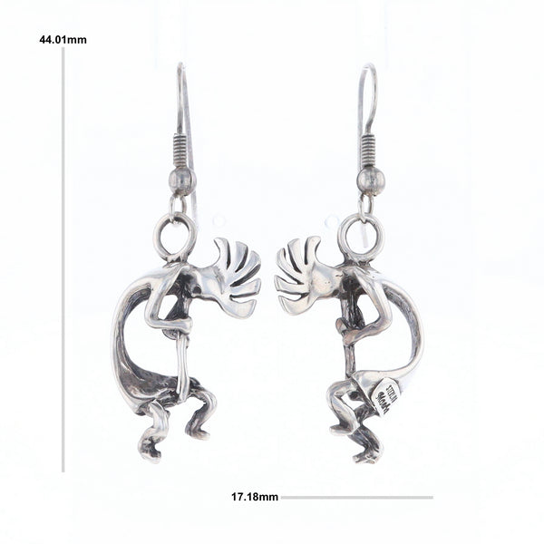 Silver Kokopelli Dangle Earrings