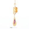 Cabochon Citrine and Amethyst Clover Tassel Pendant