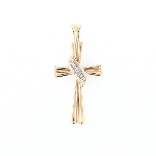 Diamond Crossover Ribbon Cross Pendant