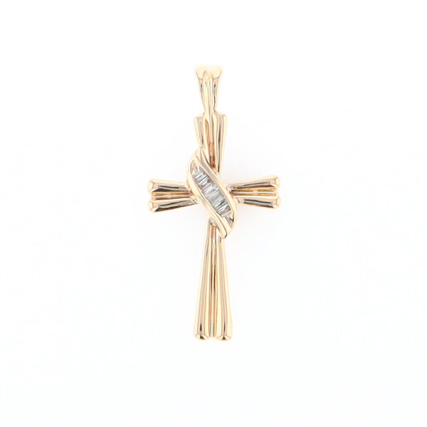 Diamond Crossover Ribbon Cross Pendant