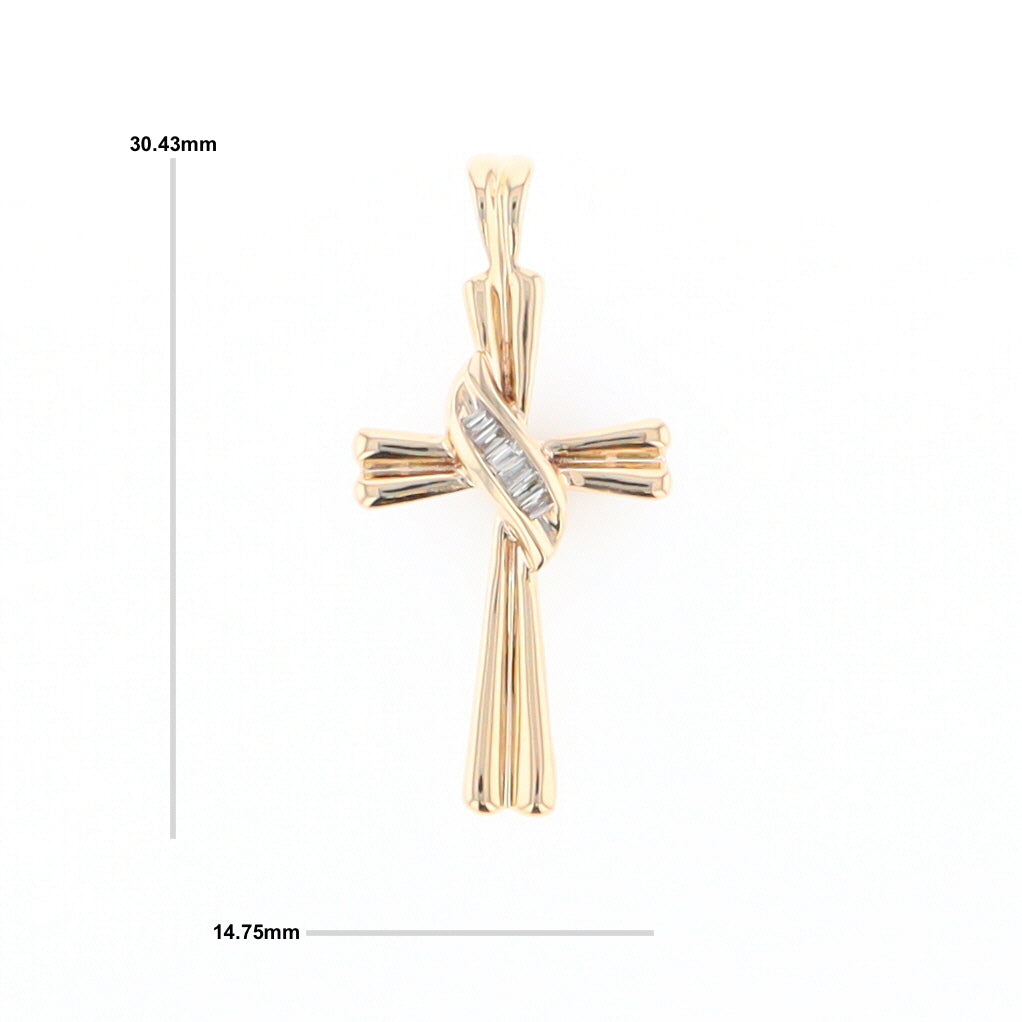 Diamond Crossover Ribbon Cross Pendant