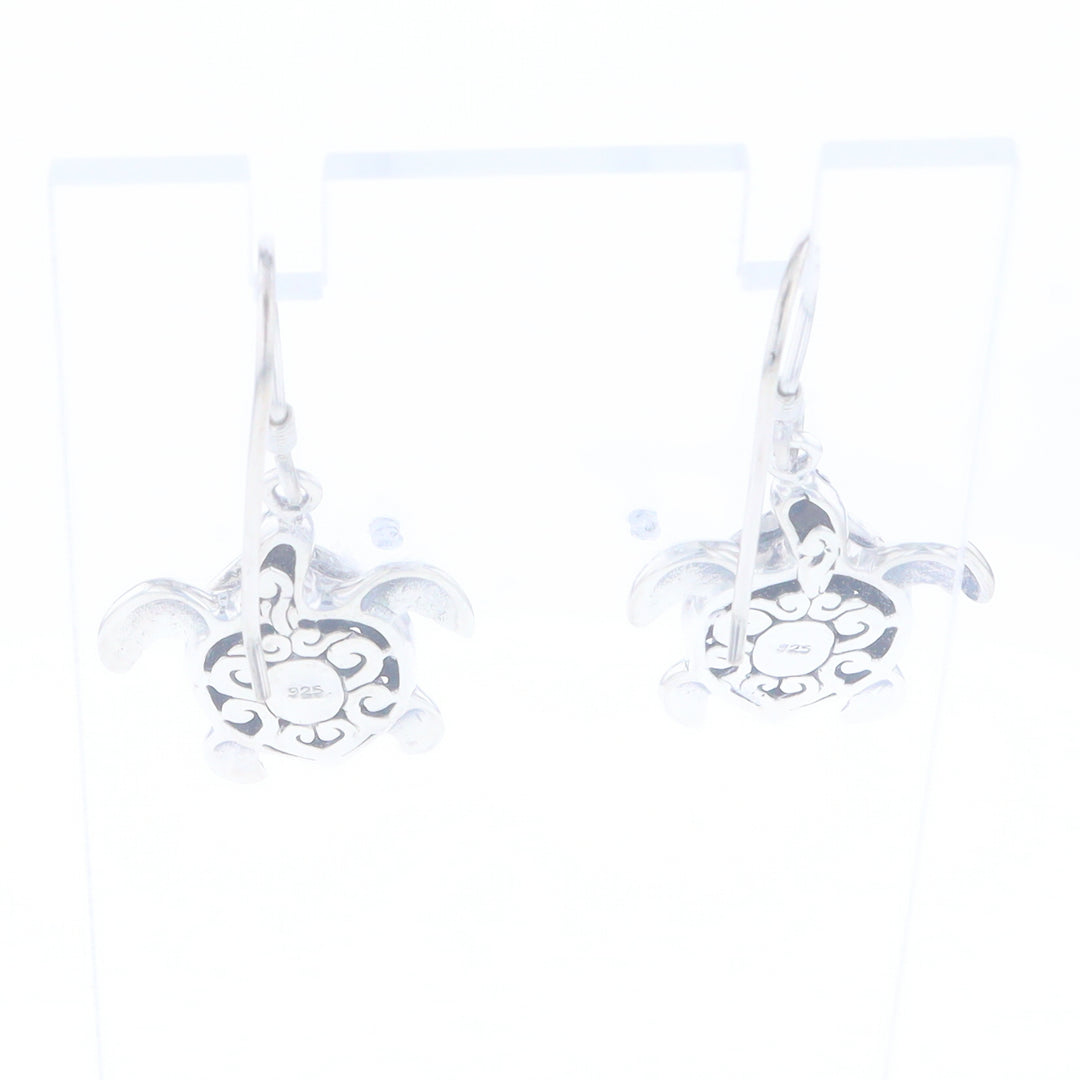 Silver Turtle Dangle Earrings