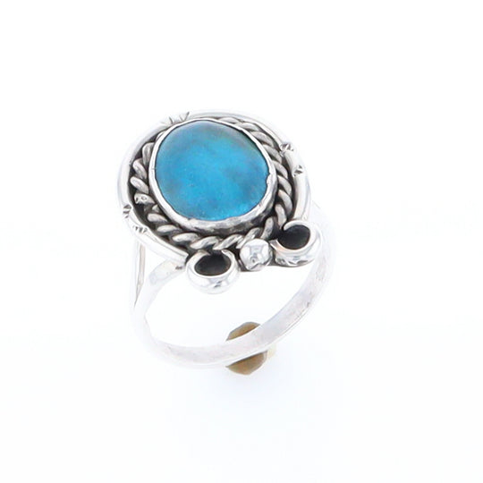 Native Turquoise Rope Design Ring