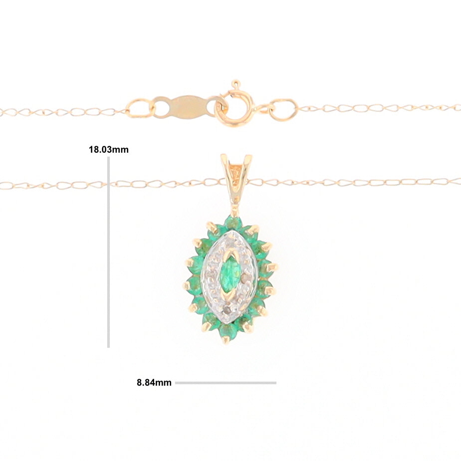 Marquise Cluster Emerald and Diamond Necklace