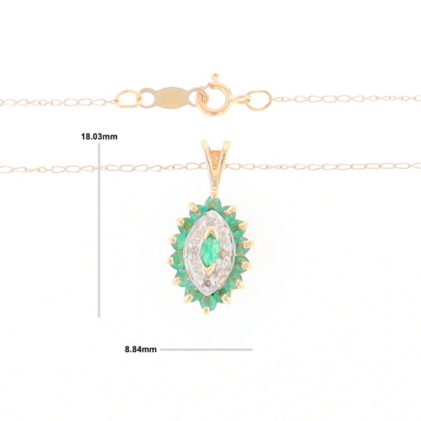 Marquise Cluster Emerald and Diamond Necklace