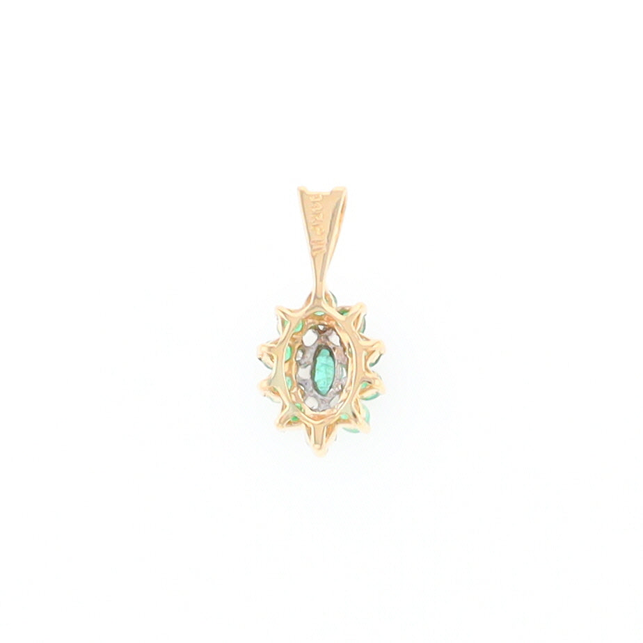 Marquise Shaped Emerald and Diamond Pendant