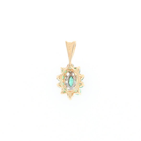 Marquise Shaped Emerald and Diamond Pendant