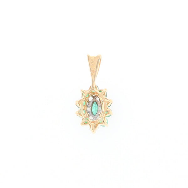 Marquise Shaped Emerald and Diamond Pendant