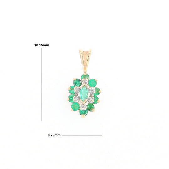 Marquise Shaped Emerald and Diamond Pendant