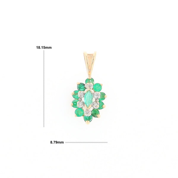 Marquise Shaped Emerald and Diamond Pendant