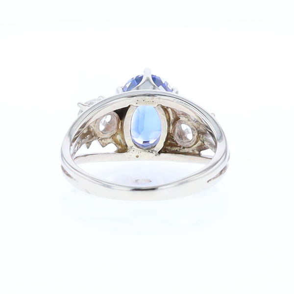 Oval Sapphire Ring with Diamond Side Accents