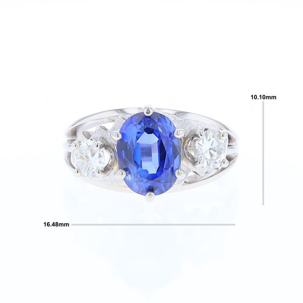 Oval Sapphire Ring with Diamond Side Accents