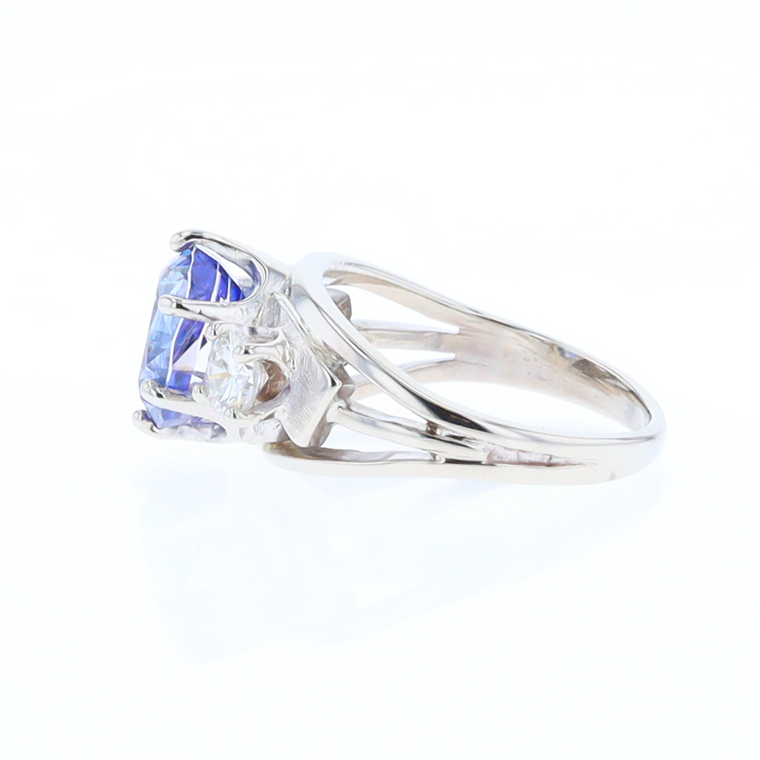 Oval Sapphire Ring with Diamond Side Accents