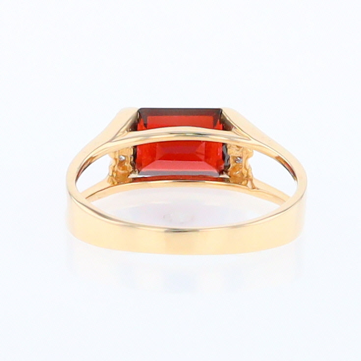 Emerald Cut Garnet Ring with Diamond Accents