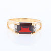 Emerald Cut Garnet Ting with Diamond Accents