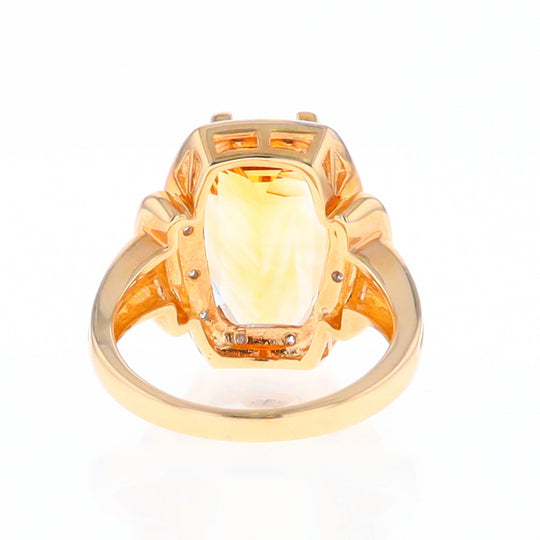 Fancy Cut Citrine Diamond Halo Ring