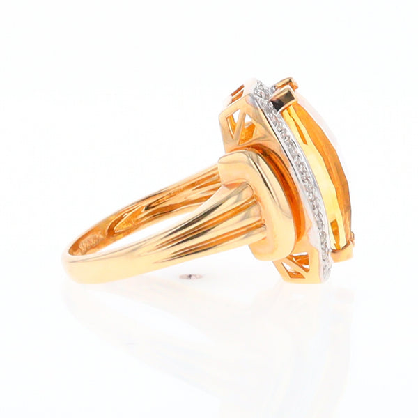 Fancy Cut Citrine Diamond Halo Ring