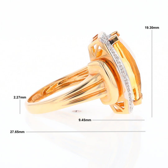 Fancy Cut Citrine Diamond Halo Ring