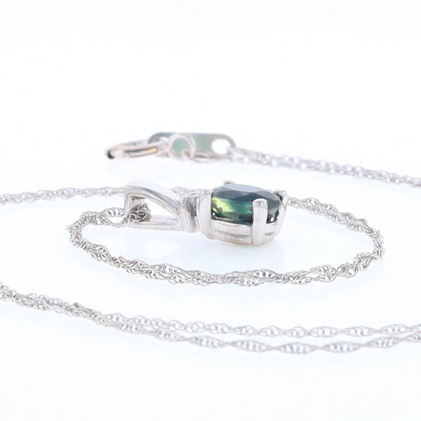 White Gold Sapphire & Diamond Pendant