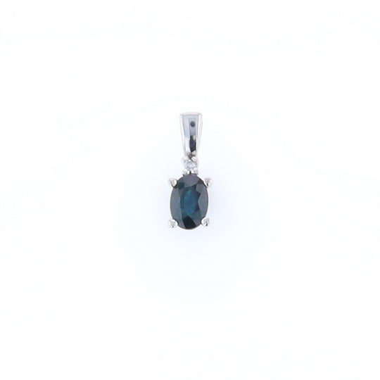 White Gold Sapphire & Diamond Pendant