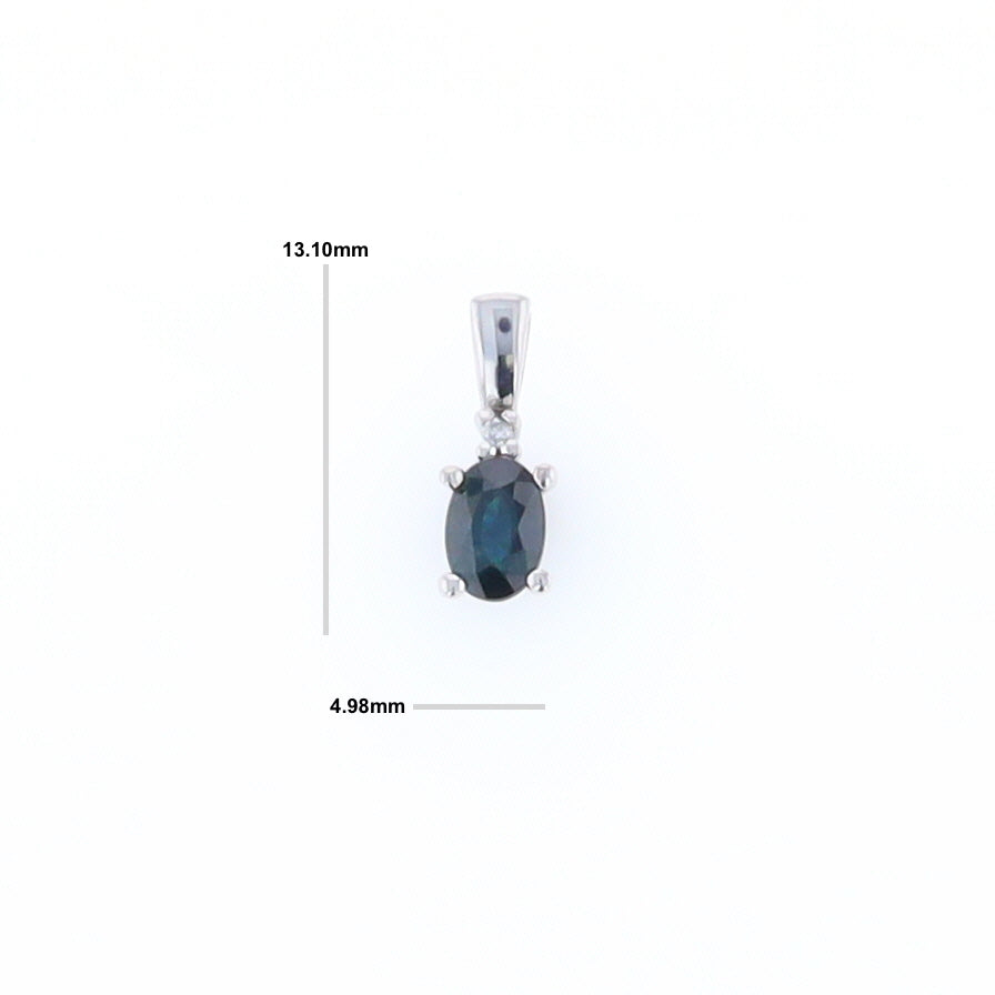 White Gold Sapphire & Diamond Pendant