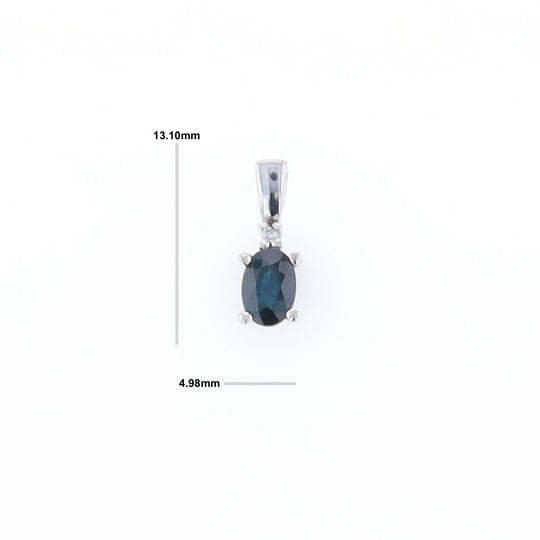 White Gold Sapphire & Diamond Pendant