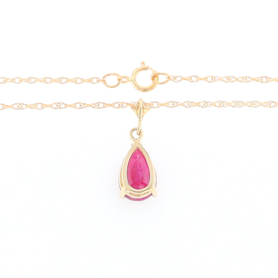 Pear Ruby Solitaire Necklace