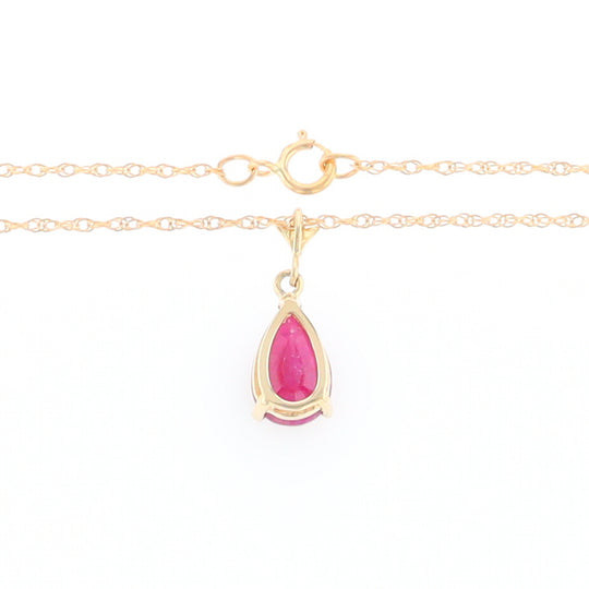 Pear Ruby Solitaire Necklace