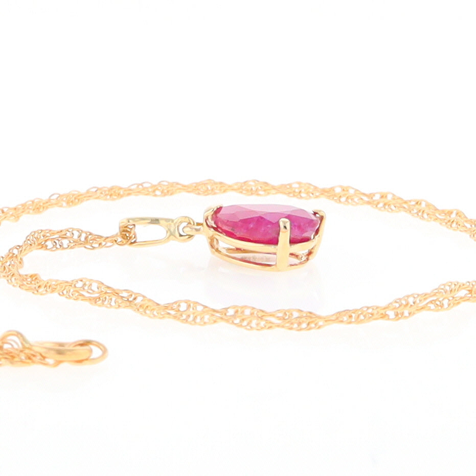 Pear Ruby Solitaire Necklace