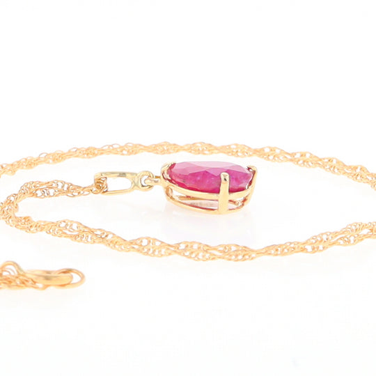 Pear Ruby Solitaire Necklace