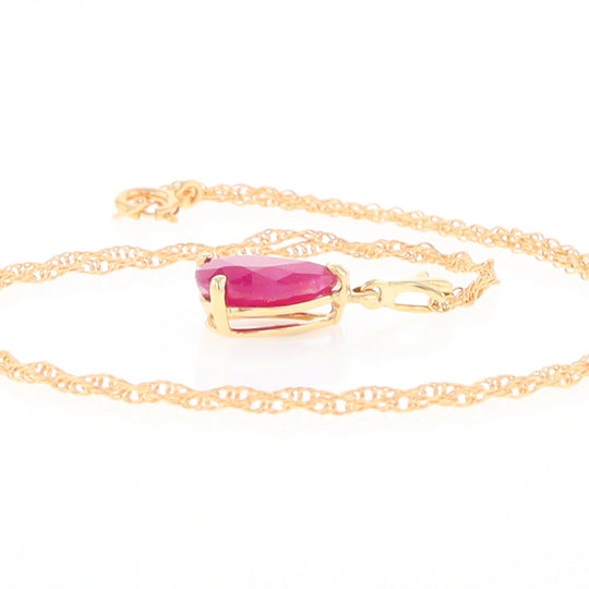 Pear Ruby Solitaire Necklace