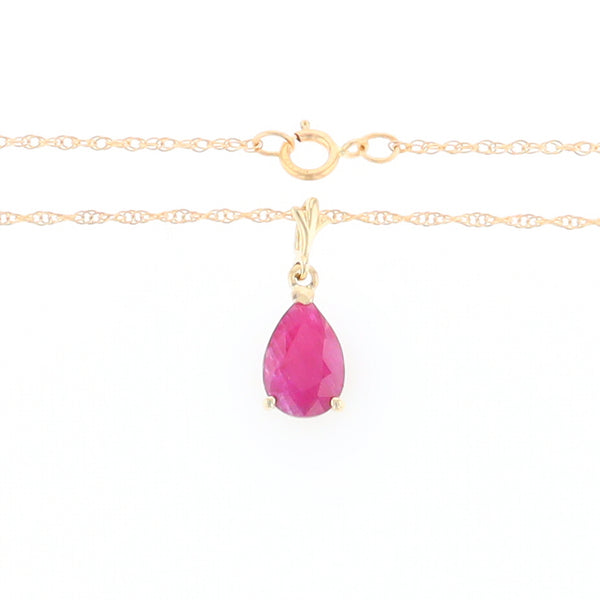 Pear Ruby Solitaire Necklace