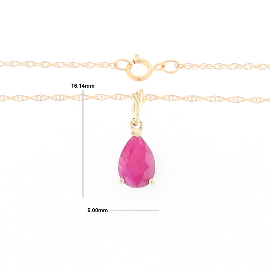 Pear Ruby Solitaire Necklace